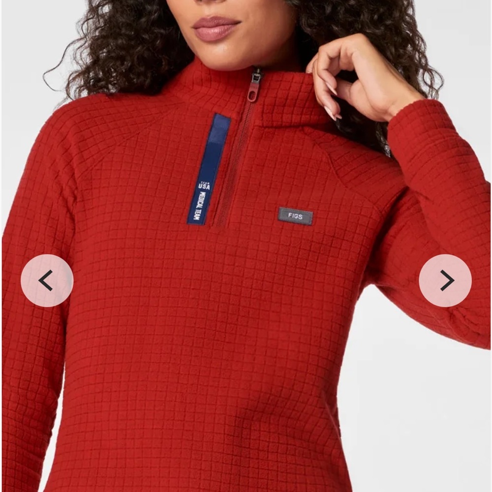 Figs Vibrant Red Quarter-Zip Pullover